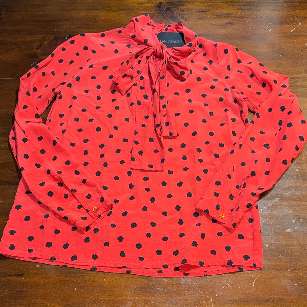 LAN JAENICKE RED POLKA DOT BLOUSE WITH BOW❤️ - Picture 11 of 11